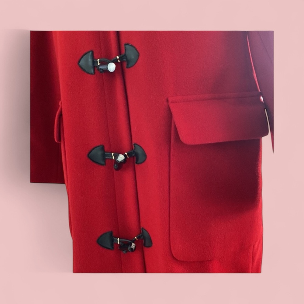 Harve Benard Classic Red Wool Hooded Toggle Coat  size 8 - Picture 12 of 15